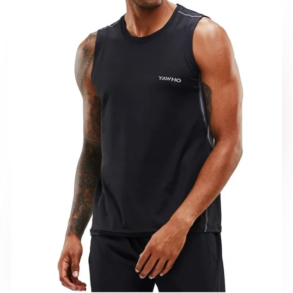 Men's Tank Tops Quick Dry Workout Swim Beach Shirts Sleeveless Large - Picture 2 of 11